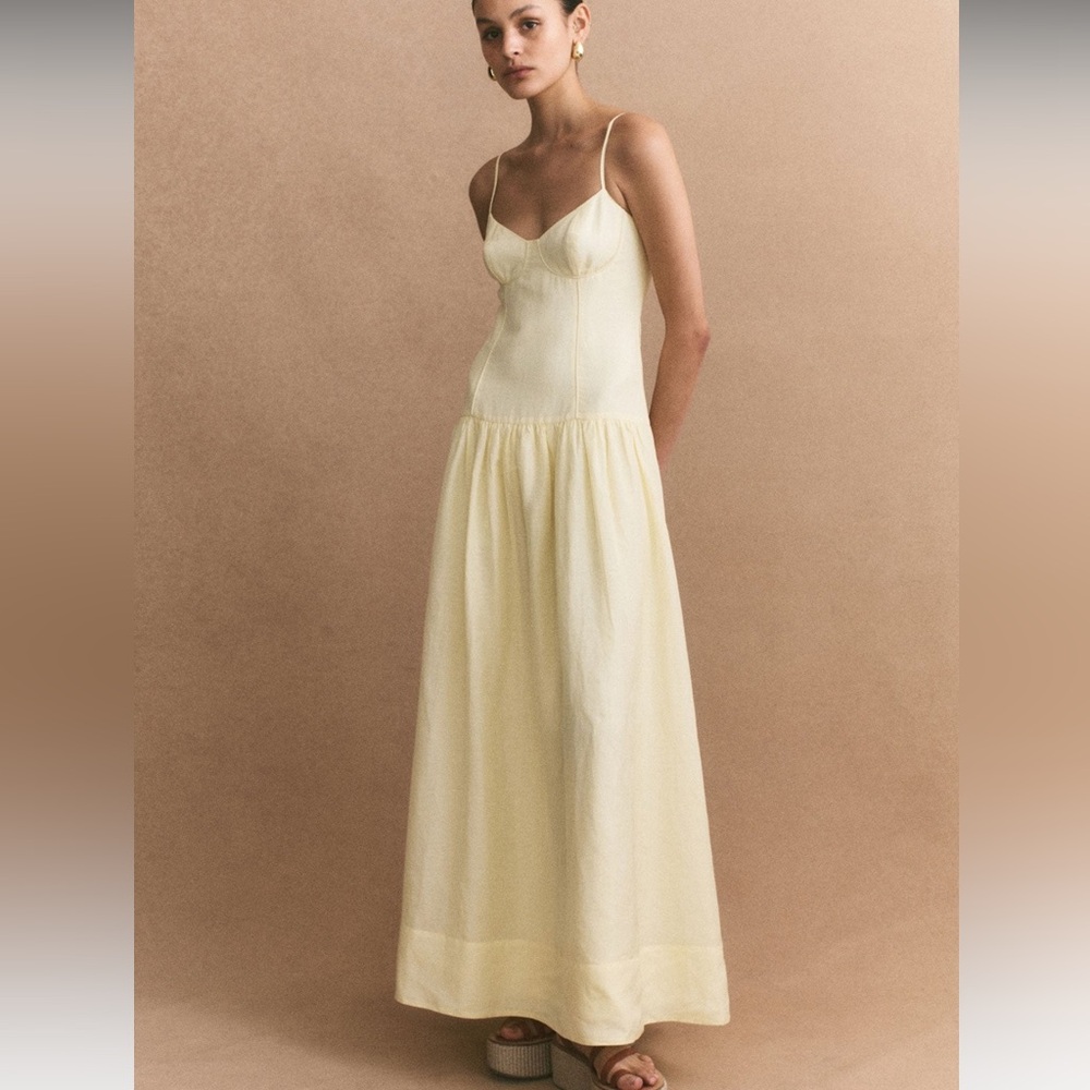 Shona Joy Limon Panelled Bustier Maxi Dress US 2
